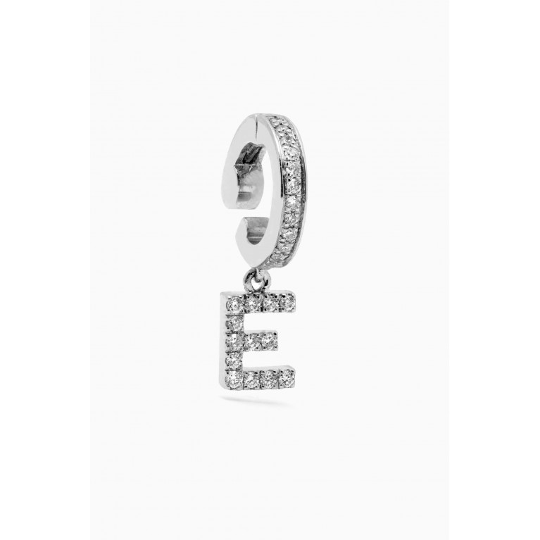 Savolinna - A2Z Letter "E" Single Ear Cuff in 18kt White Gold