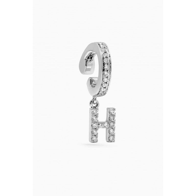 Savolinna - A2Z Letter "H" Single Ear Cuff in 18kt White Gold