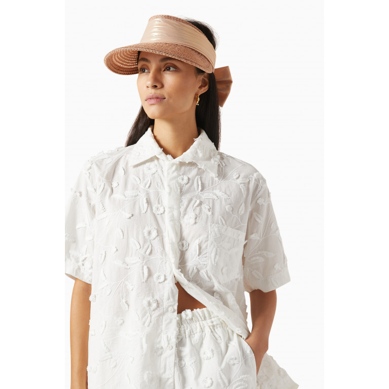 Eugenia Kim - Ricky Visor with Bow in Packable Straw