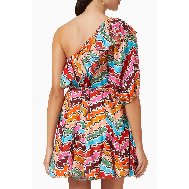 RHODE - Ozzie One-shoulder Mini Dress in Cotton Multicolour