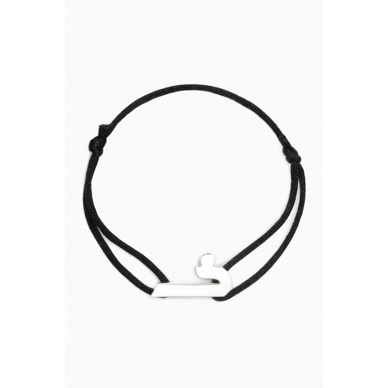 Bil Arabi - 'H' Letter Cord Bracelet in Sterling Silver & Fabric