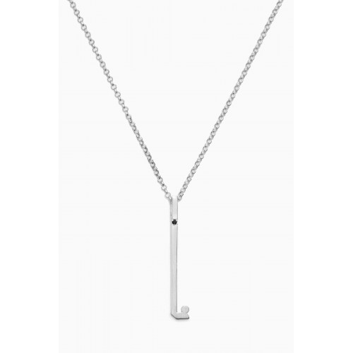 Bil Arabi - 'N' Letter Diamond Pendant Necklace in Sterling Silver