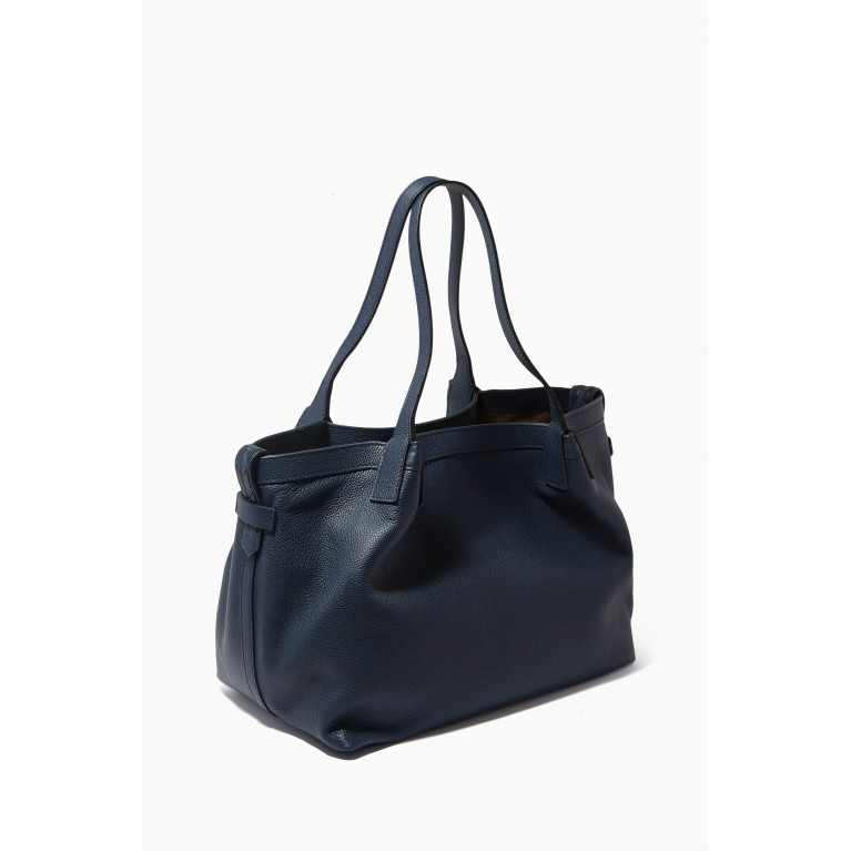 Serapian - Small Secret Tote Bag in Rugiada Leather Blue