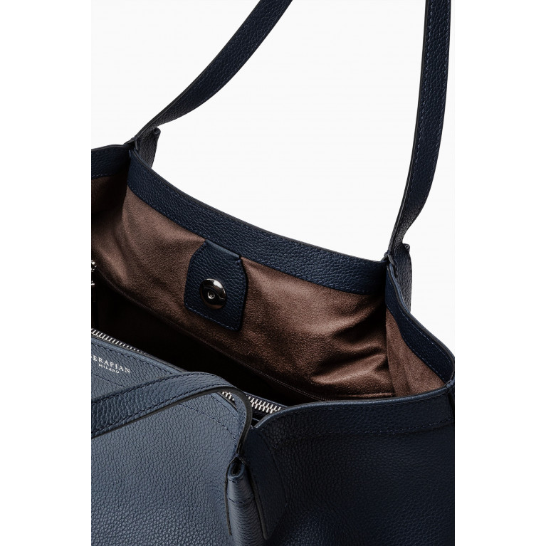 Serapian - Small Secret Tote Bag in Rugiada Leather Blue