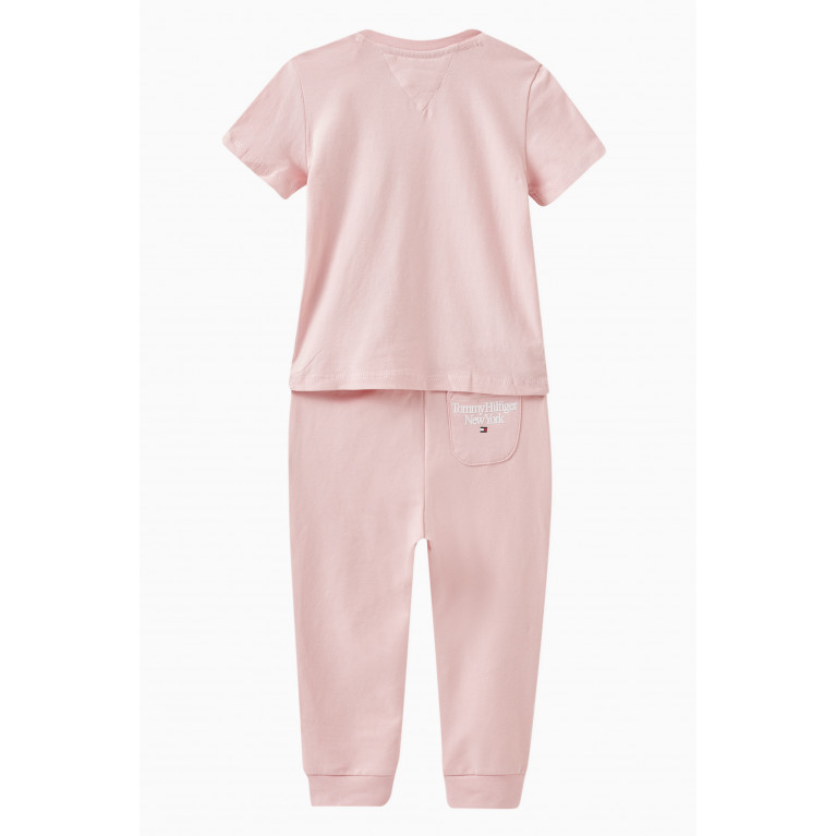 Tommy Hilfiger - Logo Print T-shirt and Sweatpants, Set of Two Pink
