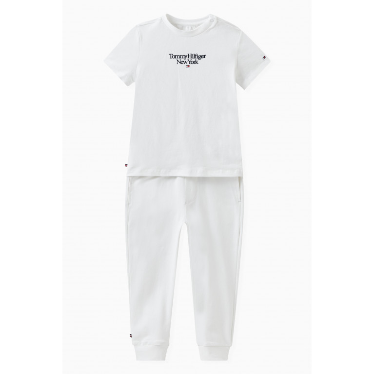Tommy Hilfiger - Logo Print T-shirt and Sweatpants, Set of Two White