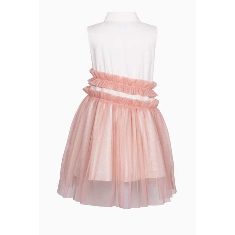 Jessie and James - Grace Floral-print Dress in Cotton and Tulle Pink