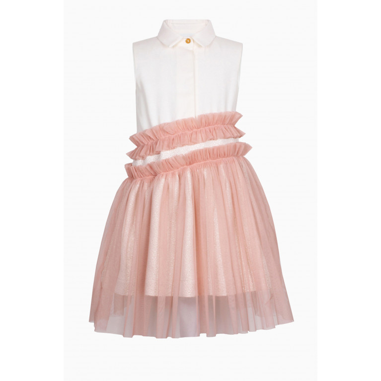 Jessie and James - Grace Floral-print Dress in Cotton and Tulle Pink