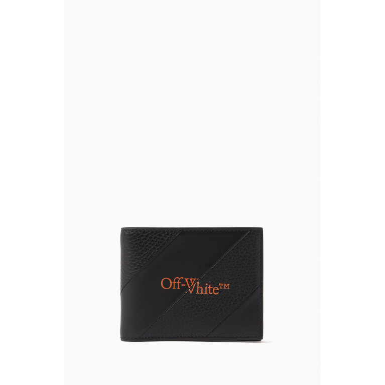 Off-White - Diagonal Industrial Stripe Bi-fold Wallet in Leather Black