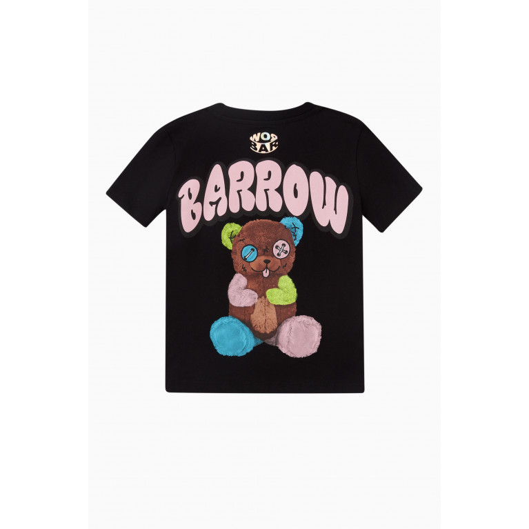 Barrow - Bear Graphic Printed T-shirt in Cotton Black