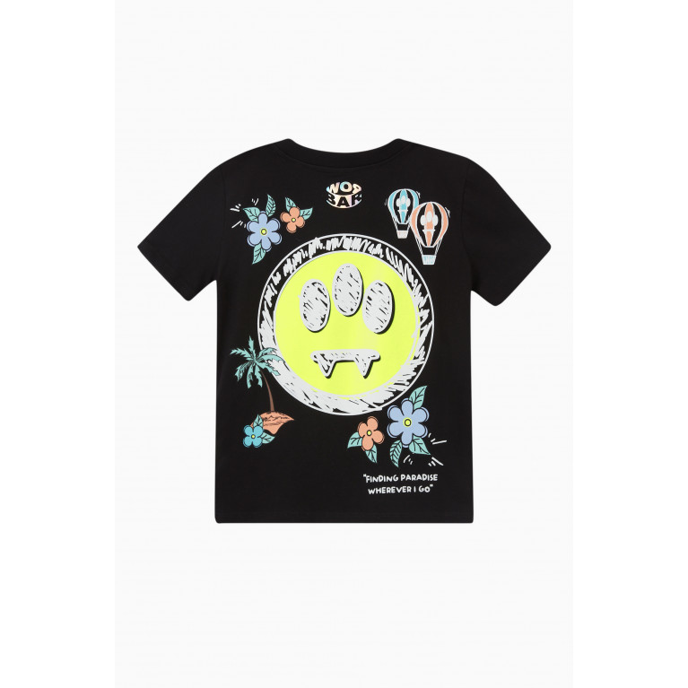 Barrow - Smiley Graphic Printed T-shirt in Cotton Black