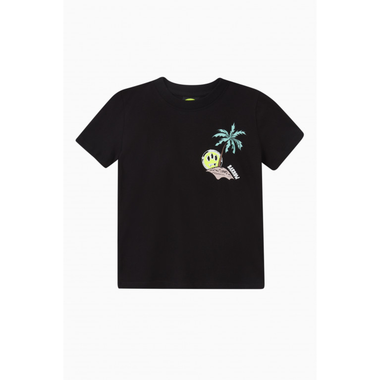 Barrow - Smiley Graphic Printed T-shirt in Cotton Black