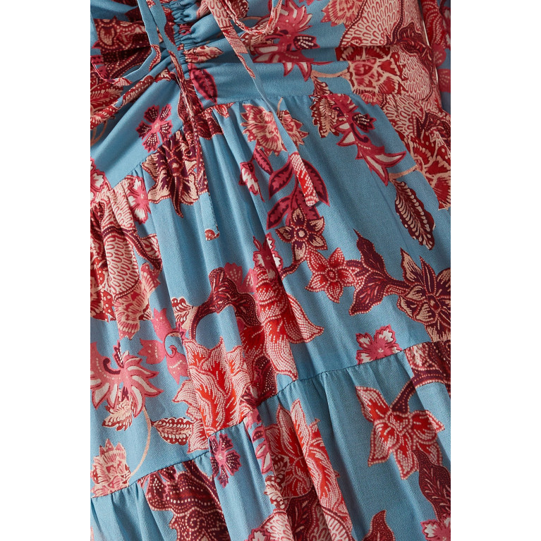Cara Cara - Quinn Puff-sleeved Maxi Dress in Cotton-voile Blue