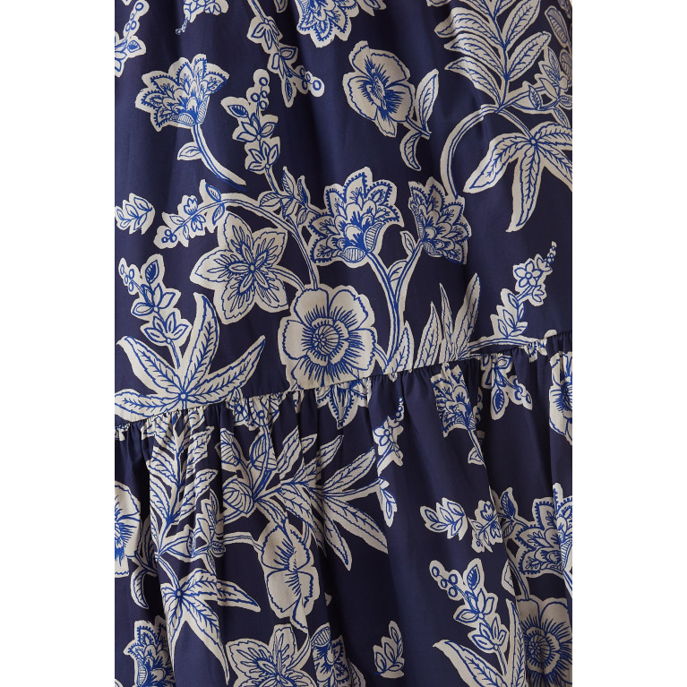 Cara Cara - Chase Tiered High-rise Midi Skirt in Cotton-poplin Blue