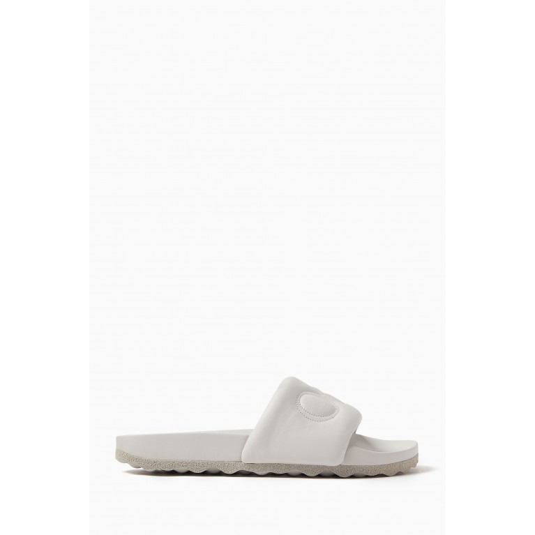 Off-White - Bookish Logo Slides in Leather Grey
