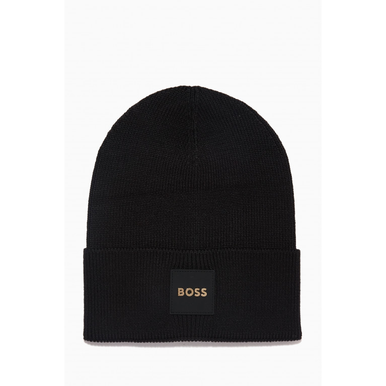 Boss - Logo Patch Beanie in Wool Blend
