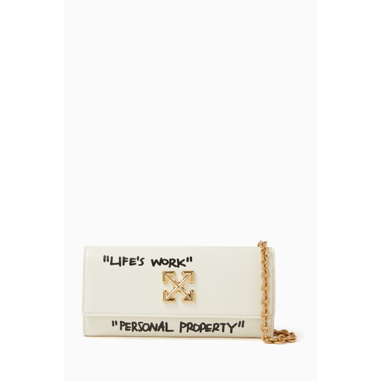Off-White - Jitney Quote Wallet on Chain in Leather White