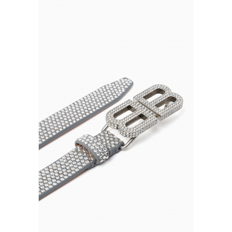 Balenciaga - BB Embellished Hourglass Thin Belt in Leather