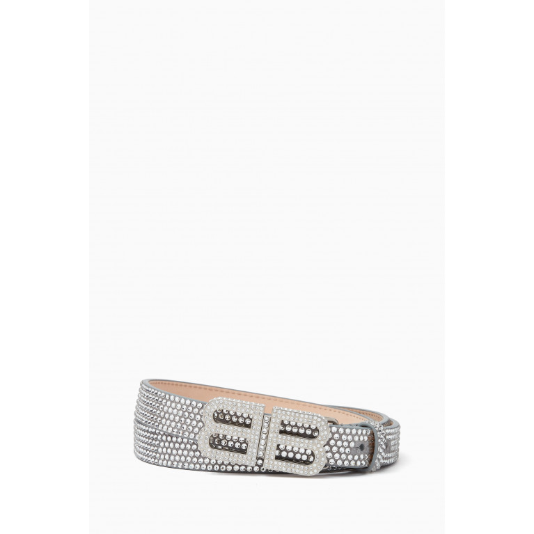 Balenciaga - BB Embellished Hourglass Thin Belt in Leather