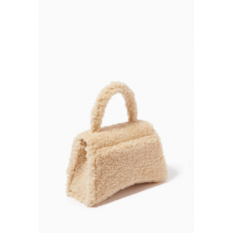 Balenciaga - Small Furry Hourglass Top-handle Bag in Faux Shearling