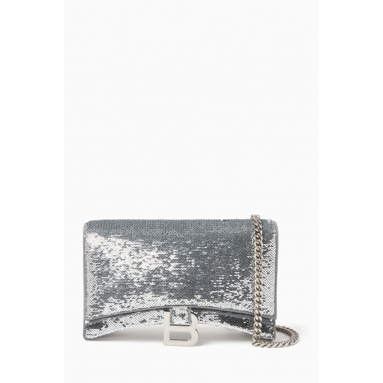 Balenciaga - Hourglass Mini Wallet on Chain in Sequins & Lambskin
