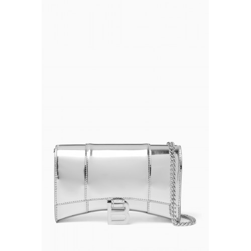Balenciaga - Hourglass Wallet on Chain in Metallic Leather