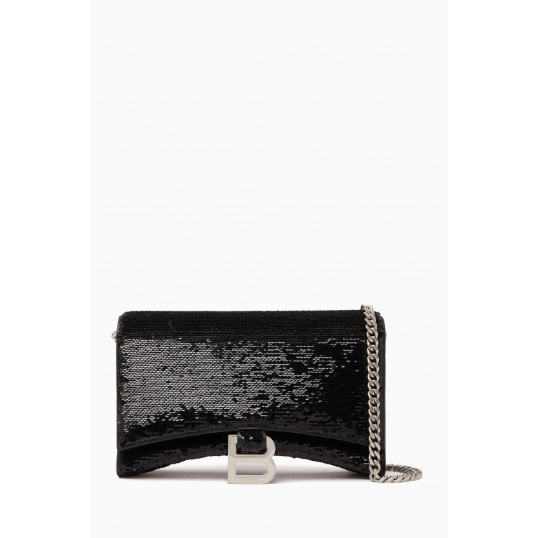 Balenciaga - Hourglass Wallet on Chain in Sequins & Leather