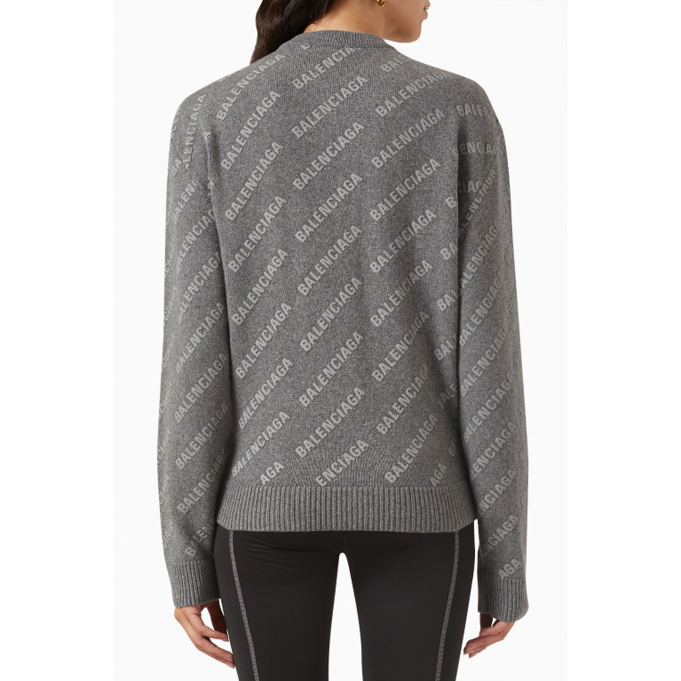 Balenciaga - Allover Logo Sweater in Cashmere Reflective Knit