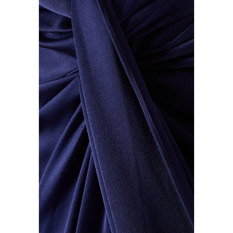 Alex Perry - Banner Tie-front Column Dress in Satin Crepe Blue