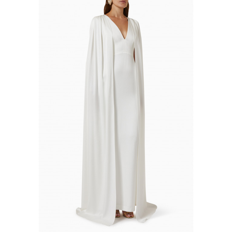 Alex Perry - Hudson Cape Gown in Satin Crepe White