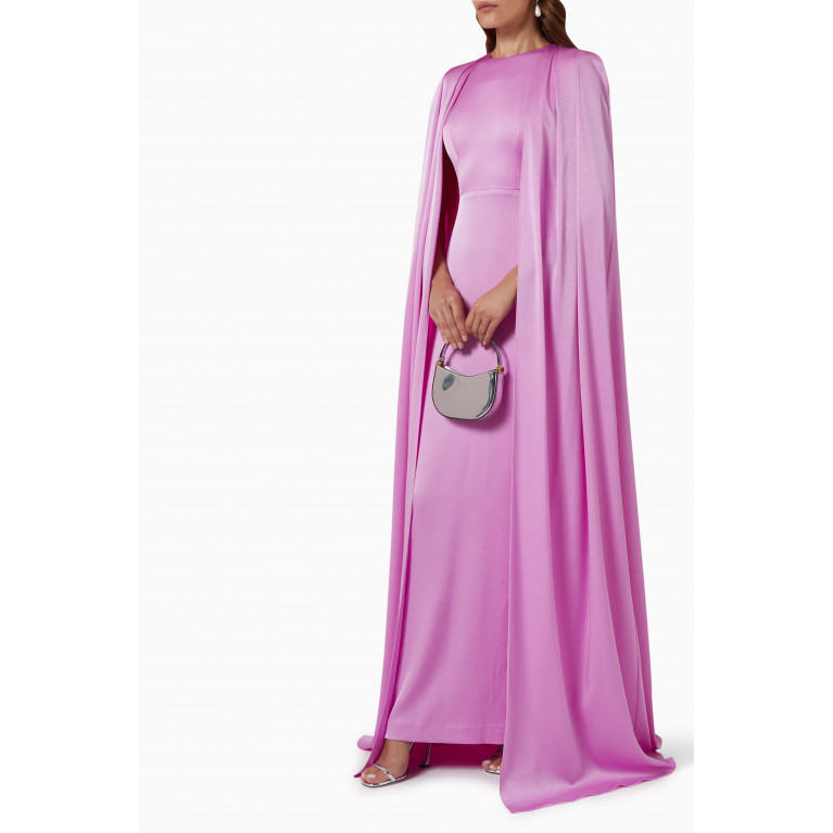 Alex Perry - Bentley Cape Gown in Satin Crepe Purple