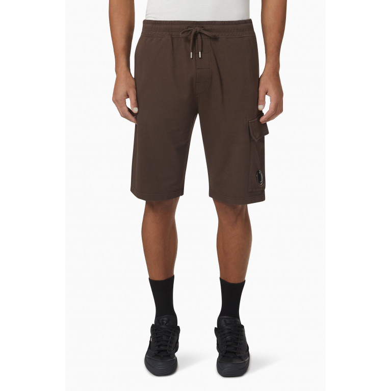 C.P. Company - Cargo Shorts in Cotton Fleece Brown
