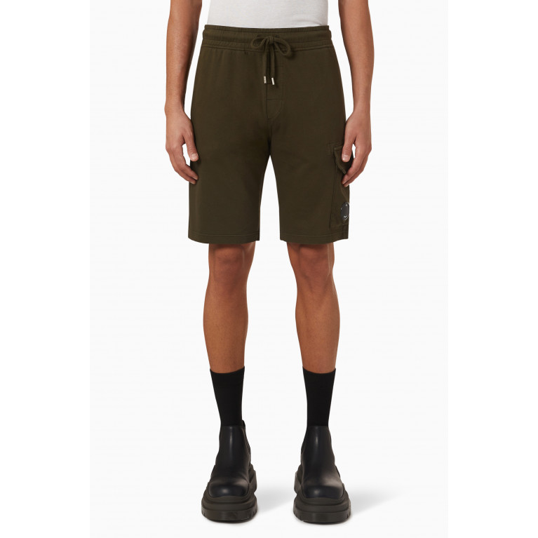 C.P. Company - Cargo Shorts in Cotton Fleece Green