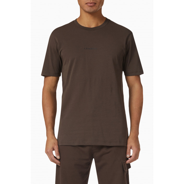 C.P. Company - Logo Compact Print T-shirt in 30/1 Cotton Jersey Brown