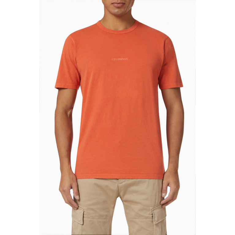 C.P. Company - Logo Print T-shirt in 24/1 Cotton Jersey Orange