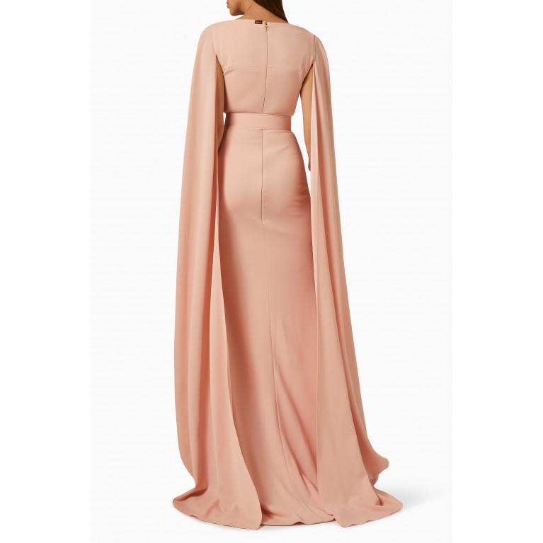 Rhea Costa - Belted Dramatic Sleeves Gown