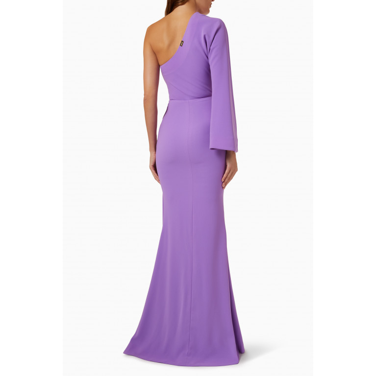 Rhea Costa - One-shoulder D-ring Gown Purple