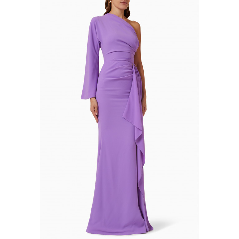 Rhea Costa - One-shoulder D-ring Gown Purple