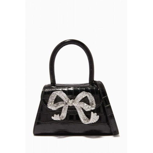 Self-Portrait - The Bow Micro Bag in Croc-embossed Leather