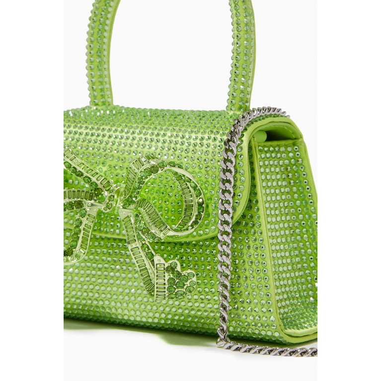Self-Portrait - The Bow Micro Bag in Crystal-embellished Satin