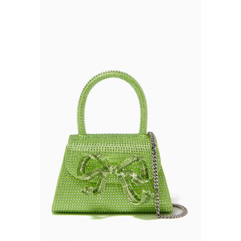 Self-Portrait - The Bow Micro Bag in Crystal-embellished Satin