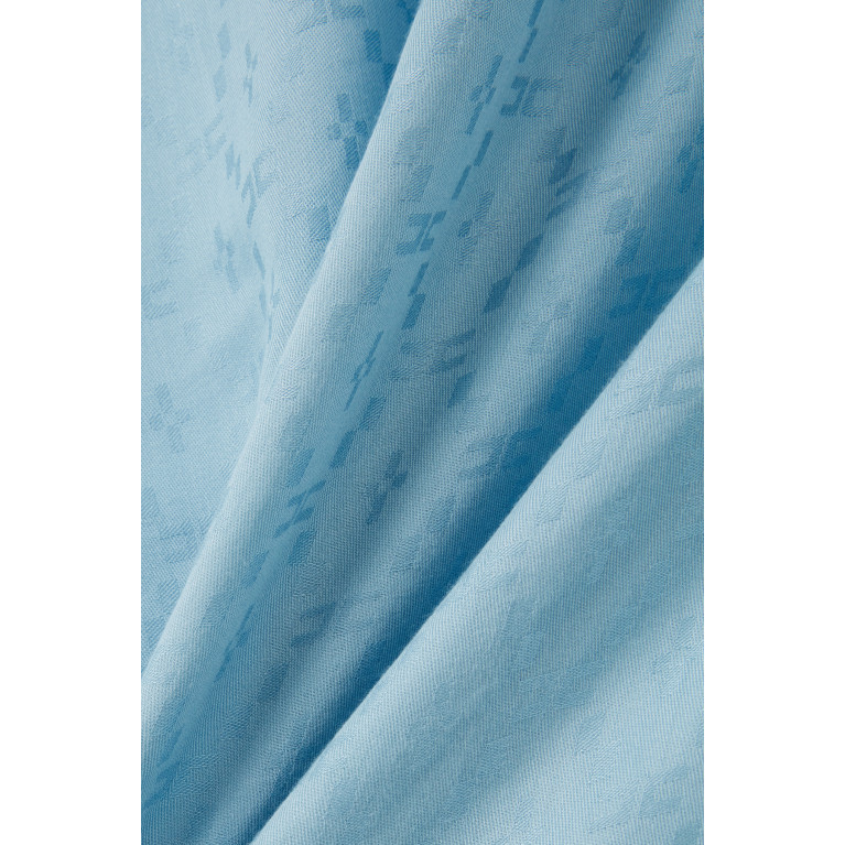 Elisabetta Franchi - Logo Monogram Scarf in Jacquard Knit Blue