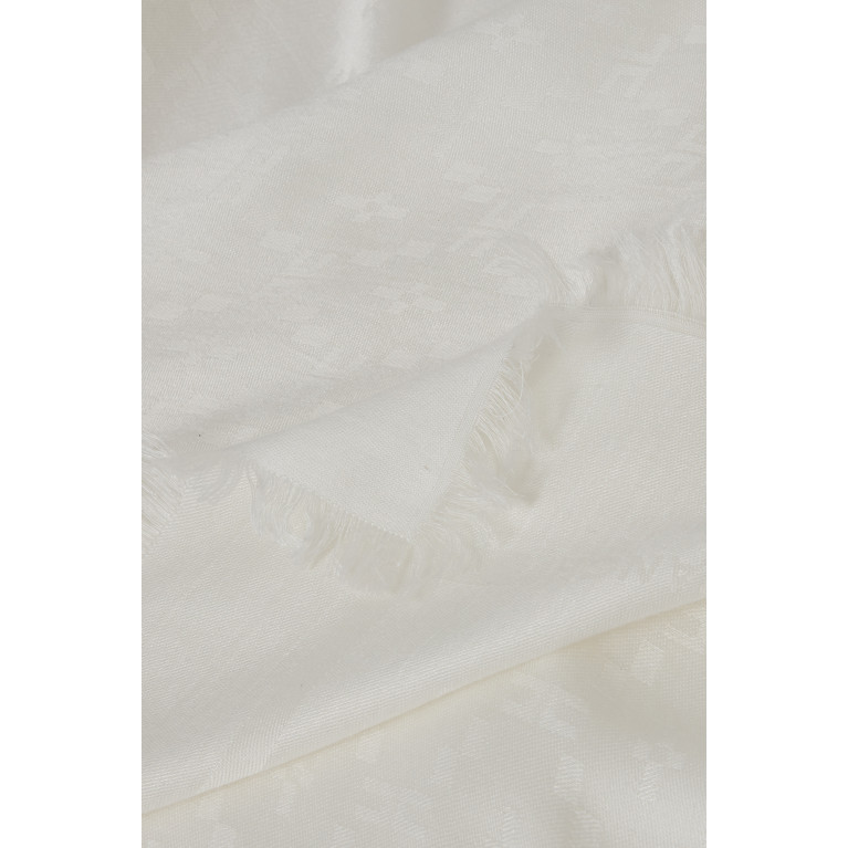 Elisabetta Franchi - Logo Monogram Scarf in Jacquard Knit White