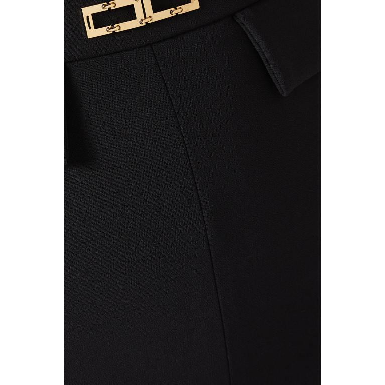 Elisabetta Franchi - Metal Logo Pants in Stretch Crepe Black
