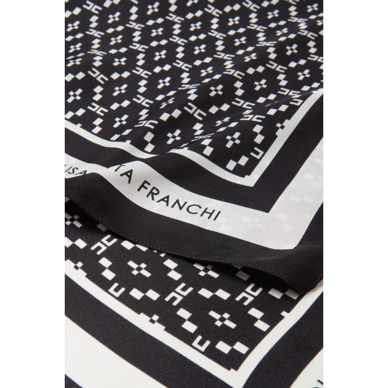 Elisabetta Franchi - Logo Print Scarf in Silk Black