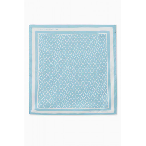 Elisabetta Franchi - Logo Print Scarf in Silk Blue