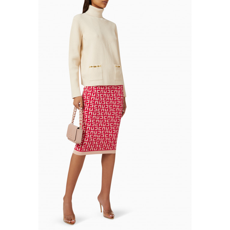 Elisabetta Franchi - Logo Midi Skirt in Knit Pink