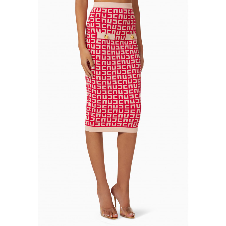 Elisabetta Franchi - Logo Midi Skirt in Knit Pink