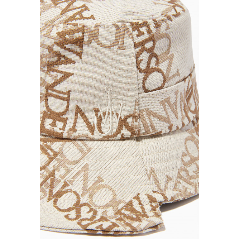 Jw Anderson - Asymmetric Logo Monogram Bucket Hat in Cotton Canvas