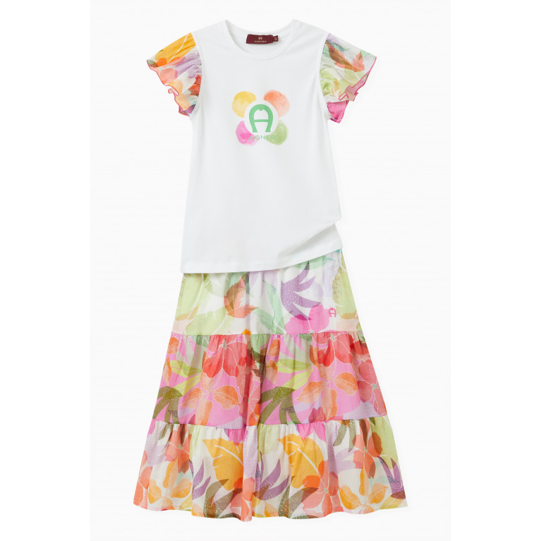AIGNER - Floral Tiered Skirt in Cotton